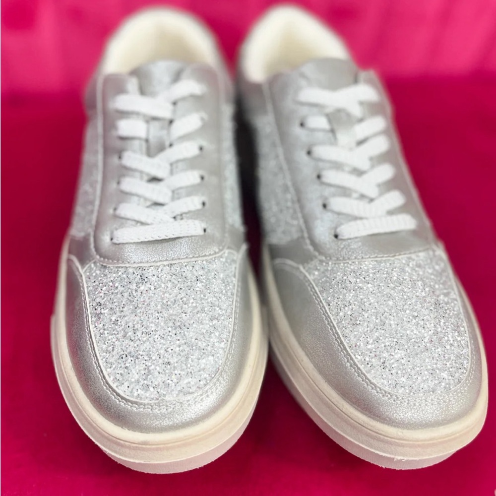 Corkys Iridescent Silver Glitter Platform Sneakers - Picture 3 of 5